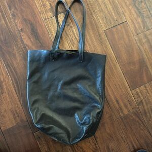 Black BAGGU natural milled leather tote bag